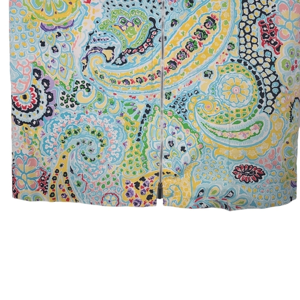 Carlisle Paisley Colorful Front Zipper Pencil Skirt 18 - Picture 2 of 7